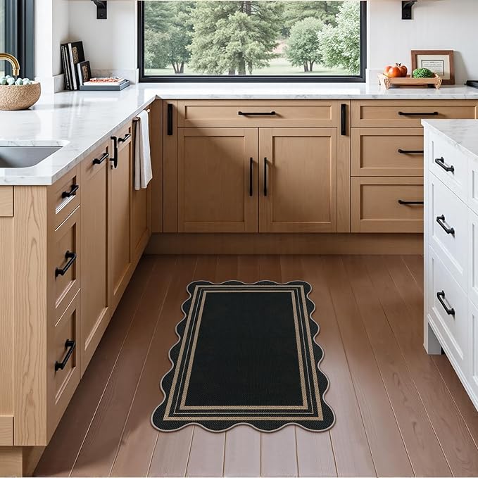 Easy Jute Black Kitchen Rug, 2x3 Front Door Mat Washable Non Slip Small - Image 8