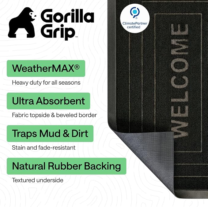 GORILLA GRIP 100% Waterproof All-Season WeatherMAX Doormat, US Designed Natural - Image 2
