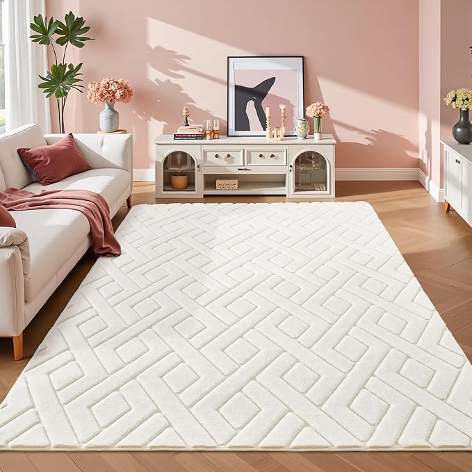 4x6 Cream White Washable Area Rug - Image 8