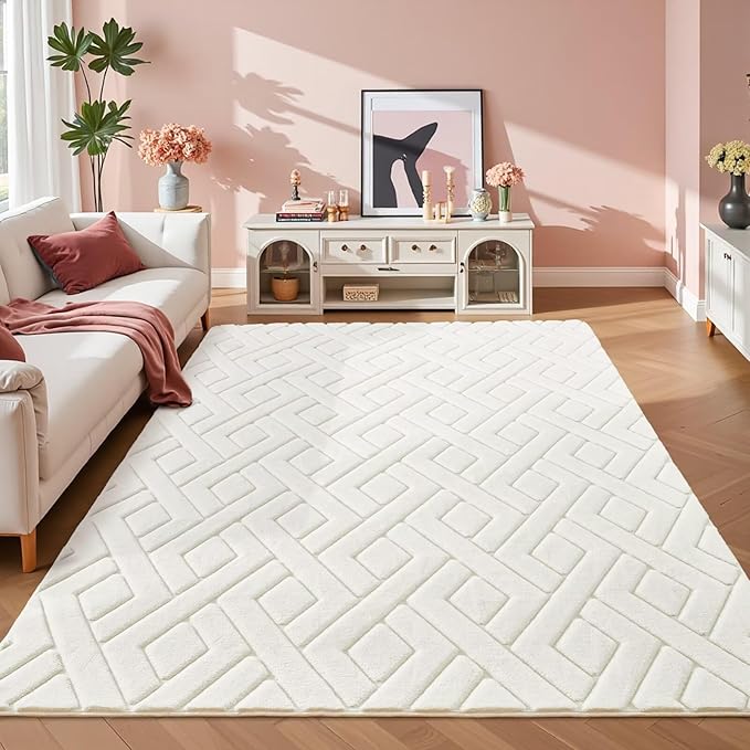 3x5 Cream White Washable Area Rug - Image 2