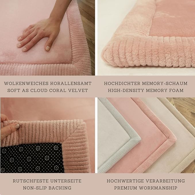 Stylish Coral Velvet Baby Play Mat 60" x 80" Pink – Soft 1" Thick High-Density - Image 4