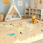 Washable Kids Rug for Playroom – 5x7 Toddlers Room Play Rug, Educational World by HazoHaus