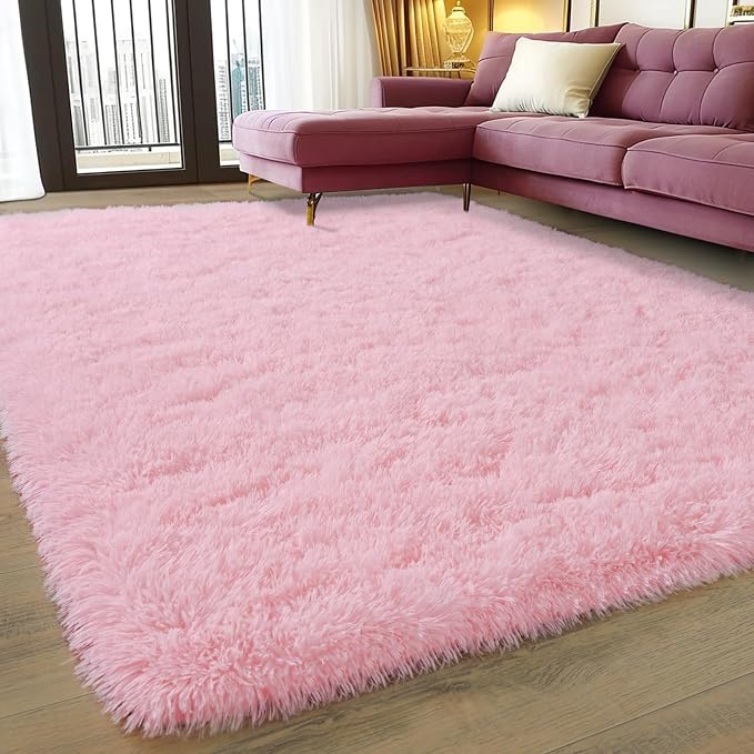 Pink Fluffy Shag Area Rug 8x10 - Image 8