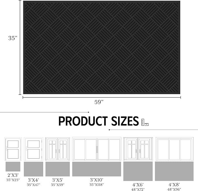 Dirt Trapper Door Mat 3' x 5', Rubber Backing Non Slip Heavy Duty Welcome Mat - Image 2