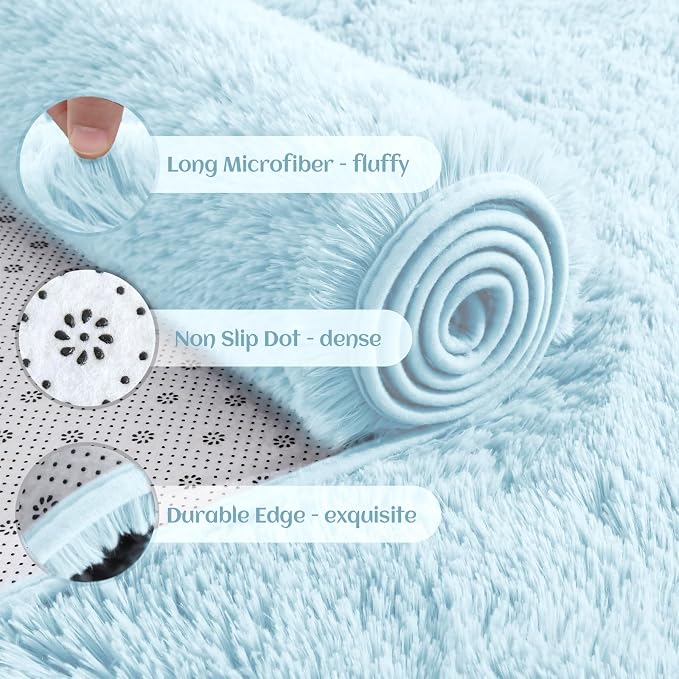 YJ.GWL Fluffy Runner Rugs for Bedroom Living Room Soft Shag Area Rug 2x6 Feet - Image 4