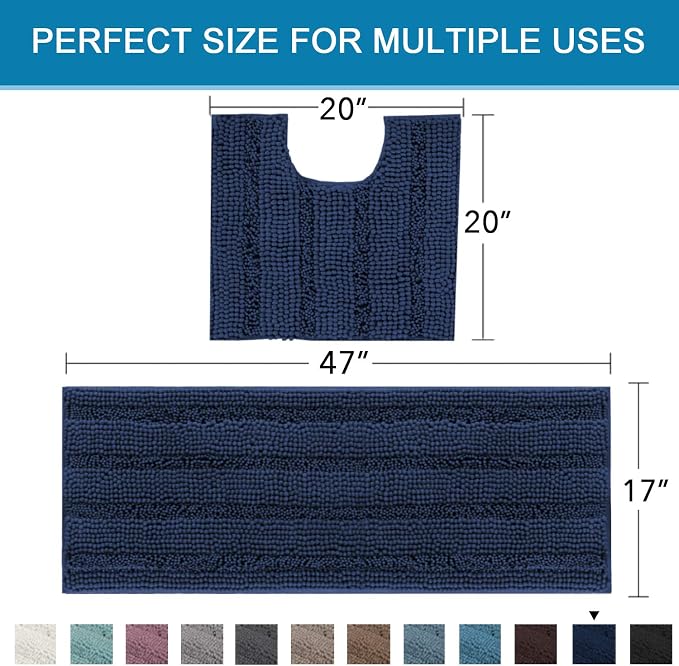 H.VERSAILTEX Bathroom Rugs Bath Rug Set 2 Piece Bathroom Contour Rug Toilet Mat - Image 2