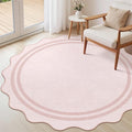 Washable 6ft Area Rugs for Living Room, Solid Pink Non Slip Rugs for Bedroom by LORWER