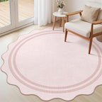 Washable 6ft Area Rugs for Living Room, Solid Pink Non Slip Rugs for Bedroom by LORWER