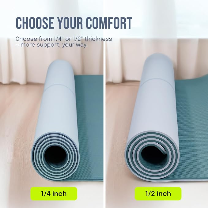 Gogokiwi Large Yoga Mat – 1/4" & 1/2" Thick Exercise Mats - Image 4
