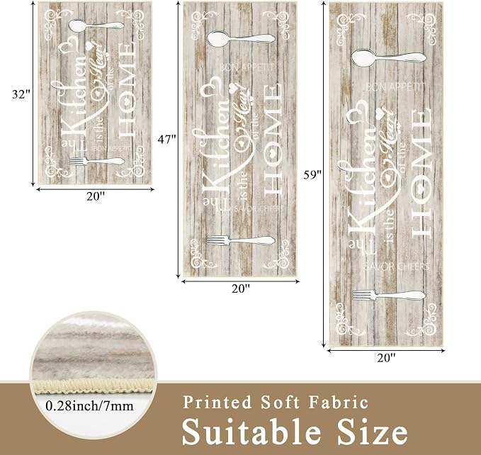 Vaukki Boho Kitchen Rug Sets 3 Pieces, Washable Kitchen Mats - Image 2