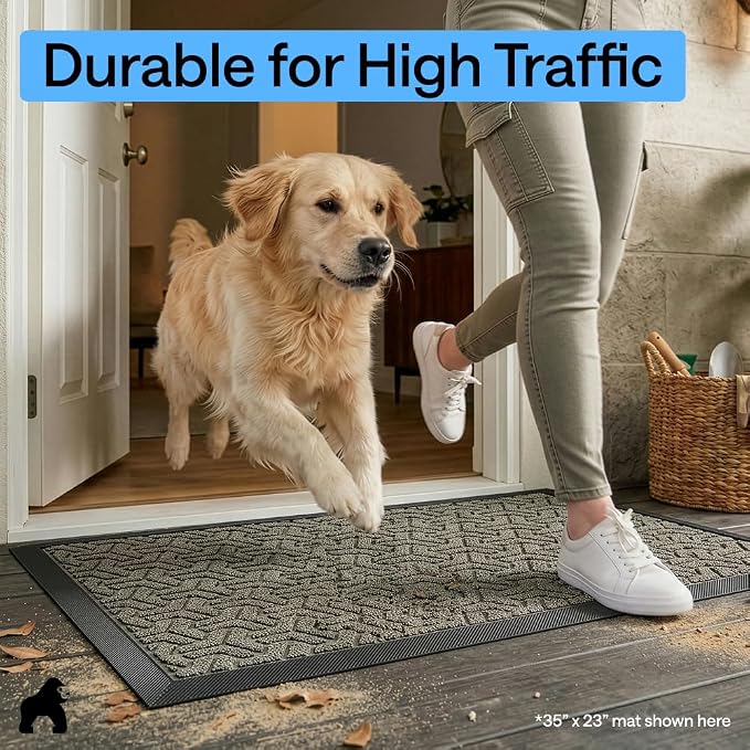 GORILLA GRIP 100% Waterproof All-Season WeatherMAX Doormat, US Designed Natural - Image 8