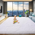qulint 8x10 Area Rugs for Living Room, Soft Fluffy White Rug for Bedroom Shag by QULINT