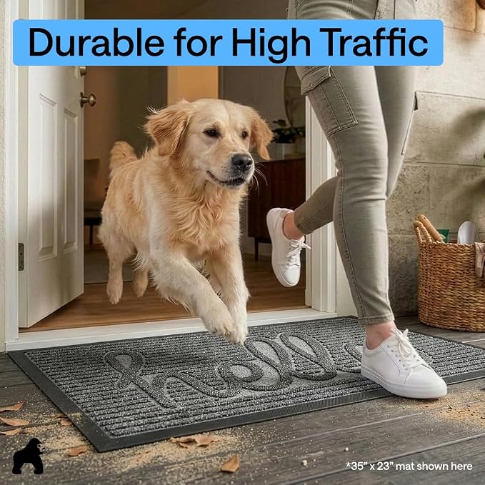 GORILLA GRIP 100% Waterproof All-Season WeatherMAX Doormat, US Designed Natural - Image 7