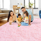 Mugorn Pink Fluffy Soft Rugs for Girls Bedroom, 5x7 Ft Large Shaggy Area Rugs - Image 4