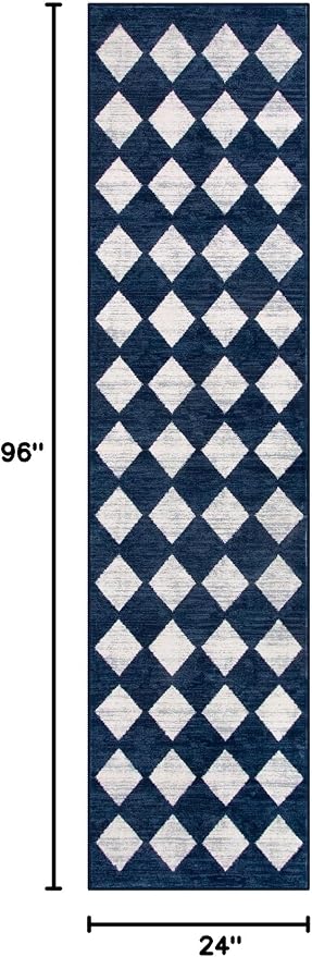 Lahome Zelie Checkered 2x8 Hallway Runner Rug, Soft Kitchen Runner Rugs Non - Image 2