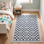 GarveeHome 3x5 Small Rug for Bedroom Machine Washable Blue Checkered Area Rug by GarveeHome