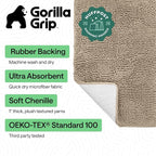 GORILLA GRIP Bath Rug Mat 70x24, Thick Absorbent Chenille, Quick Dry Microfiber - Image 2