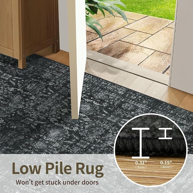 Rugxara 2x6 Runner Rug, Washable Kitchen Rugs, Non Slip Low Pile Area Rug Carpet - Image 6
