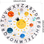 Round ABC Space Kids Rugs, 4 ft Non-Slip Solar System Alphabet Rugs, Washable - Image 2