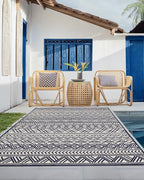 Outdoor Rug Carpet 9X12 ft, Flatweave Textured Outdoor Patio Rug Non Slip - Image 4