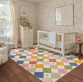jinchan Macy 5x7 Area Rug for Kids Room Modern Colorful Nursery Rug Checkered by JINCHAN