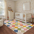 jinchan Macy 5x7 Area Rug for Kids Room Modern Colorful Nursery Rug Checkered by JINCHAN