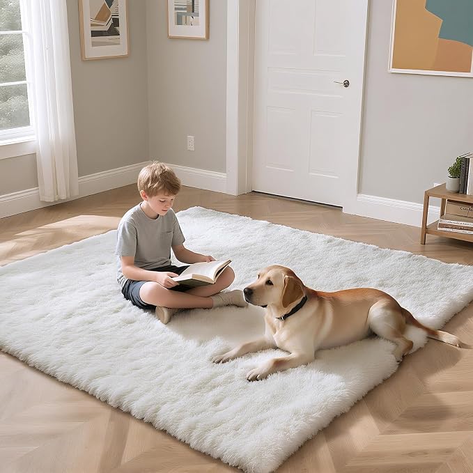 Fluffy Rug Shag Area Rug, Small Bedside Rug, Soft Fluffy Shag Entryway Throw - Image 4