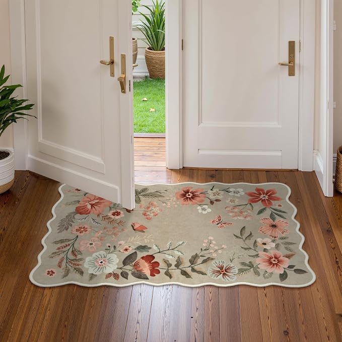 Lahome Floral Washable Kitchen Rug, Ultra-Thin Fall Door Mat, Indoor Entrance - Image 3