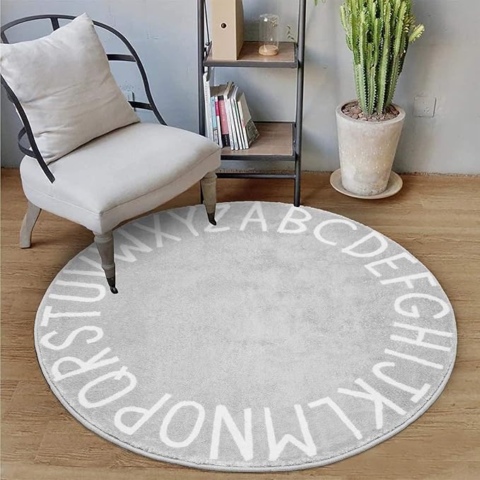 Topotdor Round Kids Play Rug Alphabet Nursery Area Rug Extra Large Soft - Image 8