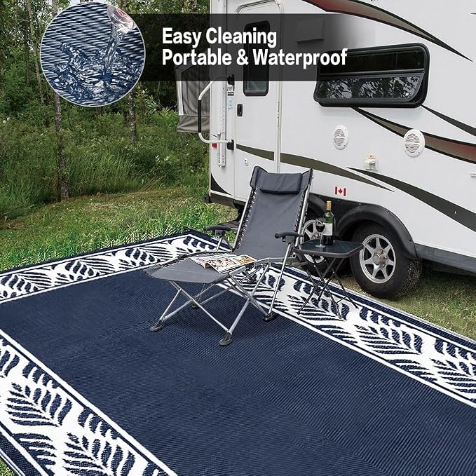 HUGEAR Outdoor Plastic Straw Rug, Waterproof Mat, Washable Large Floor Mat and - Image 4