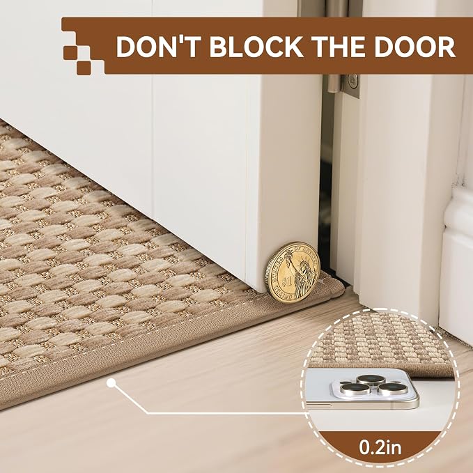 Front Door Mat 17''x30'', Absorbent Dirt Resist Washable Non Slip Low-Profile - Image 6