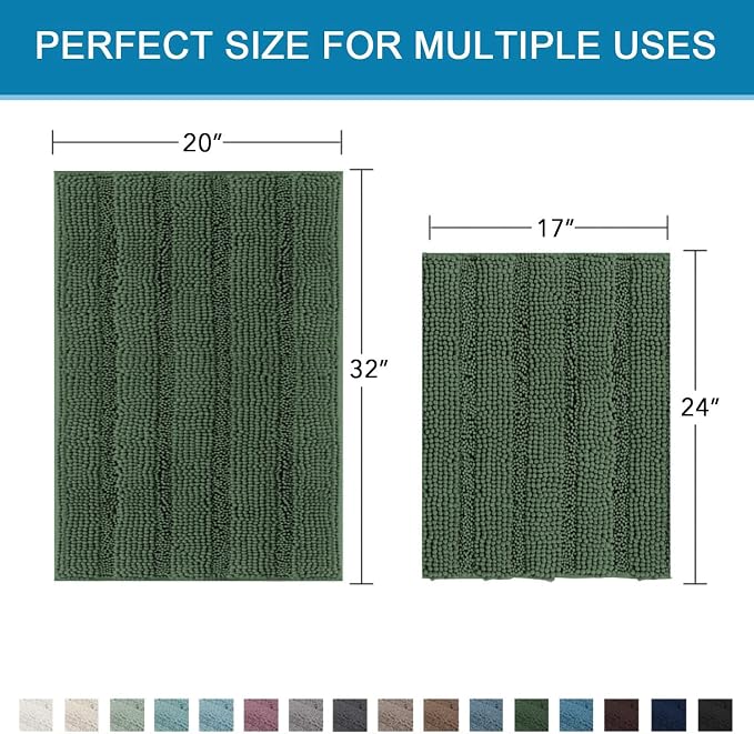 H.VERSAILTEX Extra Thick Chenille Striped Pattern Bath Rugs - Image 2