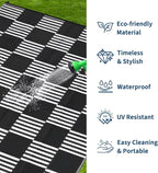 Garvee Waterproof Outdoor Rug 8x10, Checkered Foldable Plastic Straw Patio - Image 2