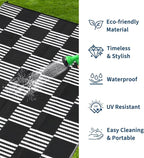 Garvee Waterproof Outdoor Rug 10x14, Checkered Foldable Plastic Straw Patio - Image 2