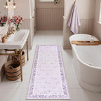LIVEBOX Washable Lavender Bathroom Rugs Runner 2x6, Floral Hallway Rug Runner - Image 2