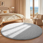 Ophanie Round Rug 5Ft White Circle Area Rug, Aesthetic Room Decor, Fluffy Fuzzy - Image 5