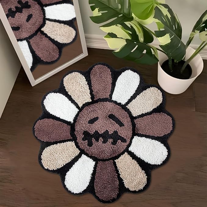 Trippy Happy Face Rug Cool Rugs Tufted Quick Dry Bath Mats by Shovagy