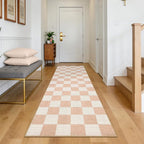 GarveeHome Checkered Blush Beige Neutral 2x6 Washable Kitchen Runner Rug - Image 2