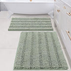 H.VERSAILTEX Bathroom Rugs Bath Mats Sets Super Absorbent Chenille Striped Bath by HVERSAILTEX