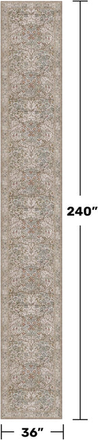 Vintage Moss Green 3x20 Extra Long Runner Rug - Image 2