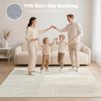 5x7 Geometric Solid Beige Area Rug – Washable, Durable Non-Slip Indoor Carpet - Image 9