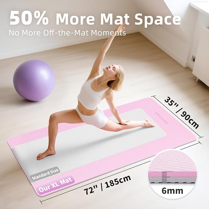 Extra Large Yoga Mat – 72"x48" or 78"x57", 1/4"–1/2" Thick Mat - Image 2