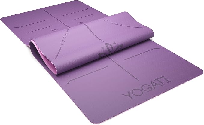YOGATI® Yoga Mat with Strap with Alignment Lines. Home Workout Mat - Image 3