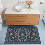 Dark Blue 2x3 Small Rugs for Bathroom Non Slip, Washable Vintage Boho Insect by HazoHaus