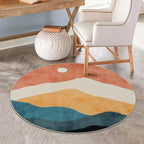 Abstract Round Rug 3ft, Faux Wool Soft Throw Area Rugs, Washable Farmhouse - Image 7