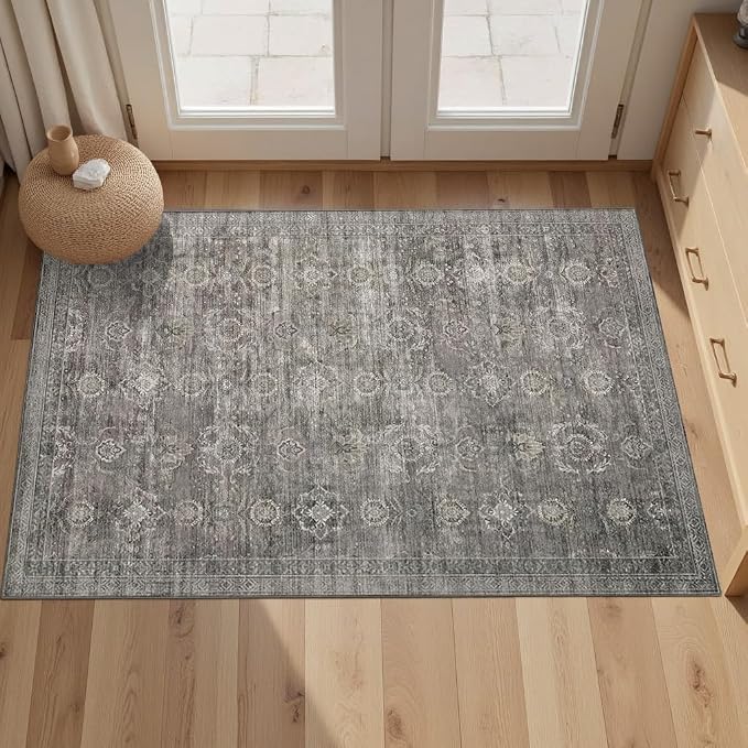 Rugxara Entryway Rug Door Mat, Washable Samll 2x3 Rug, Boho Grey Front Door Mat by Rugxara