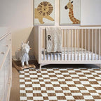jinchan 4x6 Brown Checkered Area Rugs - Image 5