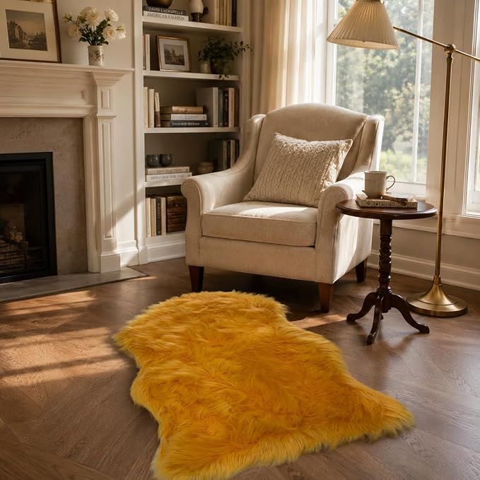 EasyJoy Faux Sheepskin Rug, Fluffy Faux Fur Rug, Ultra Soft Shag Area Rug - Image 5