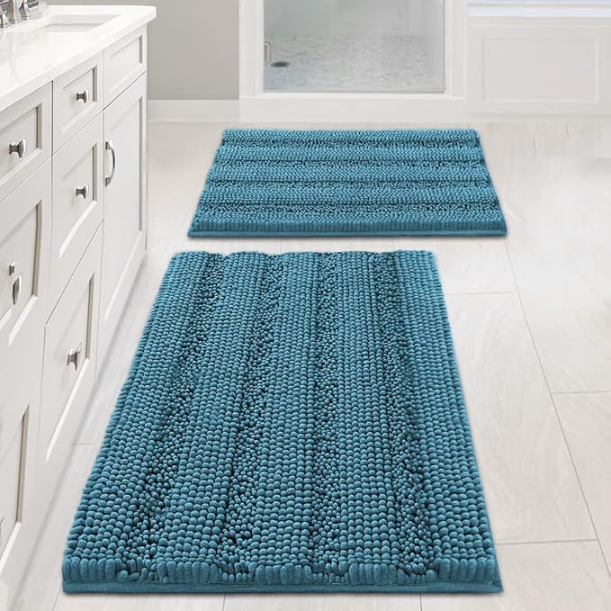 H.VERSAILTEX Turquoise Bathroom Rug, 2 Piece Bathroom Rug Set Slip-Resistant by HVERSAILTEX