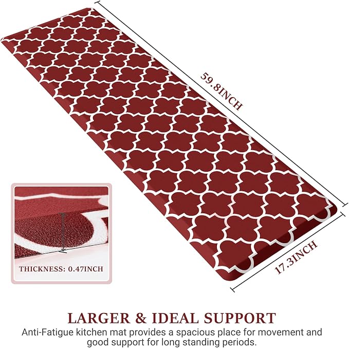 WISELIFE Kitchen Mat Cushioned Anti-Fatigue Kitchen Rug, 17.3"x 60", Non Slip - Image 2